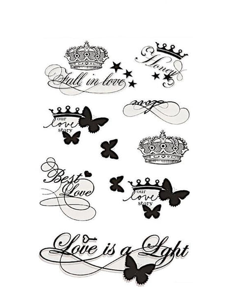 Klebetattoos Tattoo Krone Schmetterling Sterne Love Story 1 Bogen 9 Motive - chic - net.de