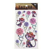 Load image into Gallery viewer, Klebetattoos Tattoo lila Katze Hut rosa Rosen 1 Bogen 14 Motive - chic - net.de
