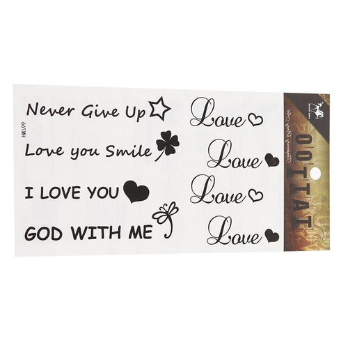 Klebetattoos Tattoo Love Herzen Sprüche Never give Up 1 Bogen 8 Motive - chic - net.de