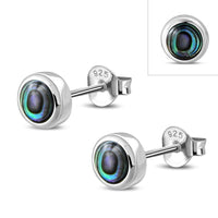 Load image into Gallery viewer, Kleine Ohrstecker 925 Silber Stein Muschel rund 3mm - chic - net.de
