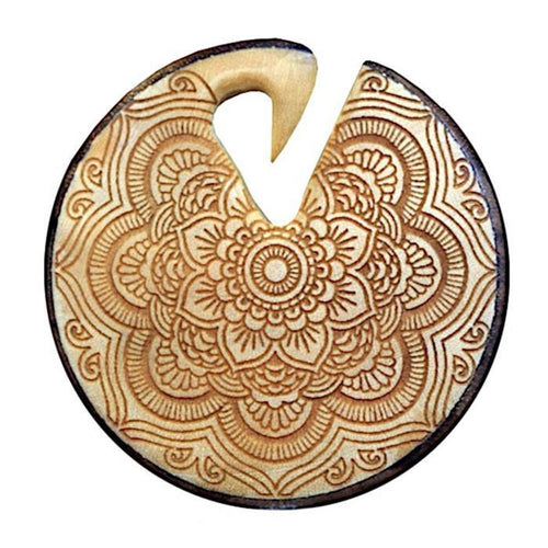 Mandala Ohr - Gewicht Narra - und Krokodilholz 8mm Piercing - chic - net.de