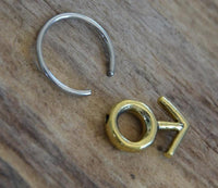 Load image into Gallery viewer, Piercing Klemmkugel Ring Brass Edelstahl Symbol männlich
