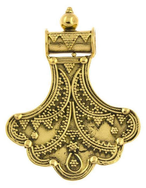 Messing Anhänger Fächer Punkte Röhrenaufhänger antik golden Kette Tribal Brass Schmuck - chic - net.de