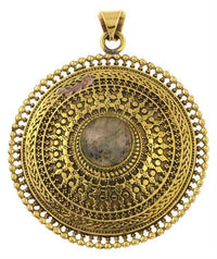 Load image into Gallery viewer, Messing Anhänger Labradorit Kreise Zopf 42 mm antik golden Kette Schmuck Tribal - chic - net.de
