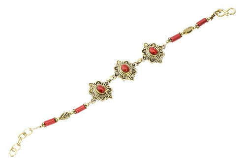 Messing Armband golden oval Raute Herzen Bögen Jaspis Blatt 18 - 20,5 cm Zylinder - chic - net.de