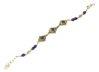 Load image into Gallery viewer, Messing Armband golden oval Raute Herzen Punkte Lapis Blatt rund 17,5 - 20 cm Perlen - chic - net.de
