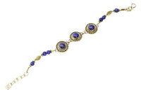 Load image into Gallery viewer, Messing Armband golden rund Dreiecke Blatt Lapis 17,5 - 21 cm Perlen - chic - net.de
