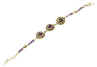 Load image into Gallery viewer, Messing Armband golden rund Seil Spiralen oval Amethyst 17,5 - 20 cm Perlen - chic - net.de

