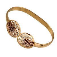 Cargar imagen en el visor de la galería, Messing Armreif antik golden Brass verstellbar Blume des Lebens groß antik Tribal Schmuck - chic - net.de
