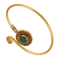 Cargar imagen en el visor de la galería, Messing Armreif antik golden grüner Onyx rund Kugeln verstellbar antik Tribal Schmuck - chic - net.de
