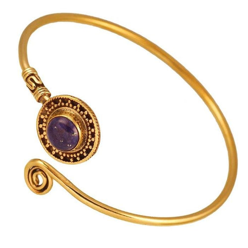 Messing Armreif antik golden Lapis Stein Lila Spirale verstellbar antik Tribal Schmuck - chic - net.de