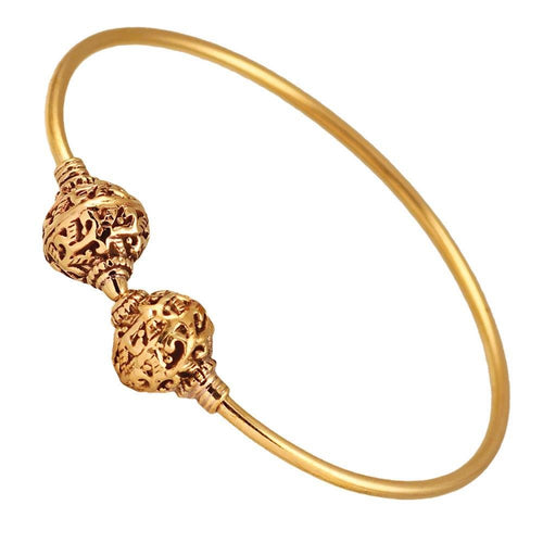 Messing Armreif antik golden rund Verschluss Kugeln Verziert verstellbarTribal Schmuck - chic - net.de