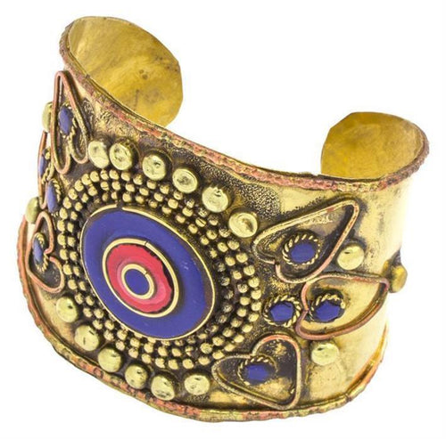 Messing Armreif gold Raute Herz Kreis blau Lapis rot Jaspis breit nickelfrei verstellbar antik - chic - net.de