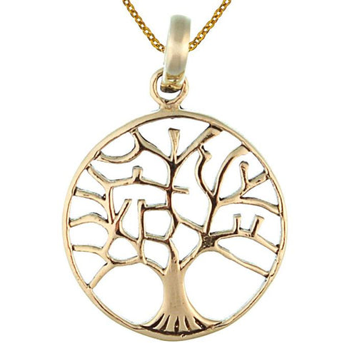 Messing Brass Anhänger Baum des Lebens golden Kette nickelfrei Tribal antik Schmuck - chic - net.de