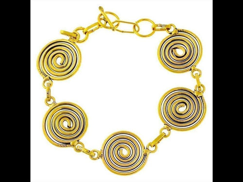 Messing Brass Armband golden Spiralen nickelfrei 18 - 20 cm verstellbar antik Tribal Schmuck Armkette - chic - net.de