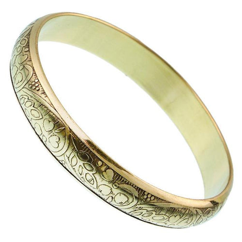 Messing Brass Armreif Herzen Blätter oxidiert 12 mm nickelfrei gold antik konvex Tribal Schmuck - chic - net.de