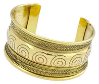 Cargar imagen en el visor de la galería, Messing Brass Armreif Spirale Wölbung oxidiert gold nickelfrei antik Seile Tribal Schmuck - chic - net.de
