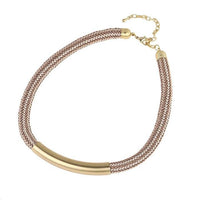 Load image into Gallery viewer, Messing Kette golden champagner Seil dick Röhre 40 - 47,5 cm Karabiner verstellbar - chic - net.de
