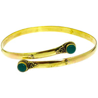 Cargar imagen en el visor de la galería, Messing Oberarmreif Armreif gold Jade rund Seil Spiralbogen nickelfrei verstellbar Tribal Oberarm - chic - net.de
