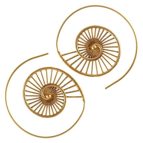 Messing Ohrringe Spiralen dünn Querstreifen antik golden Ohrhänger - chic - net.de