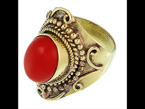 Messing Ringe Jaspis oval Bögen Punkte Seil breit antik golden nickelfrei oxidiert Tribal Schmuck - chic - net.de