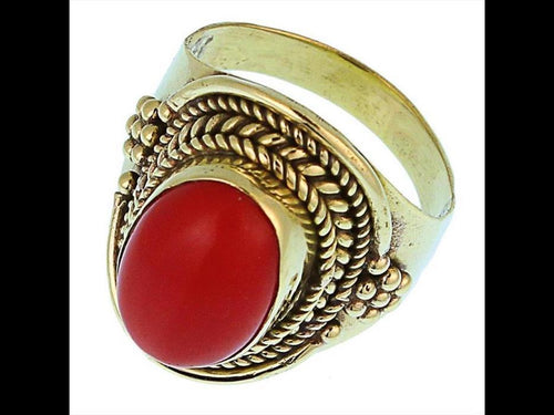 Messing Ringe Jaspis oval Bögen Seile Blumen breit antik golden nickelfrei Tribal Schmuck - chic - net.de