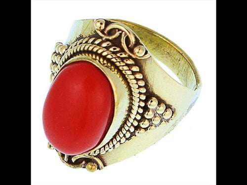 Messing Ringe Jaspis oval Bögen Seile Spitzen breit antik golden nickelfrei Tribal Schmuck - chic - net.de