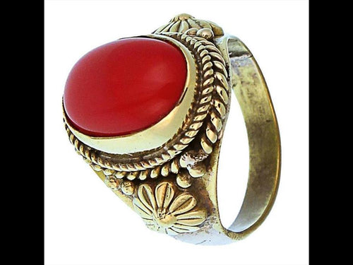 Messing Ringe Jaspis oval Seile Blumen breit antik golden oxidiert nickelfrei Tribal Schmuck - chic - net.de
