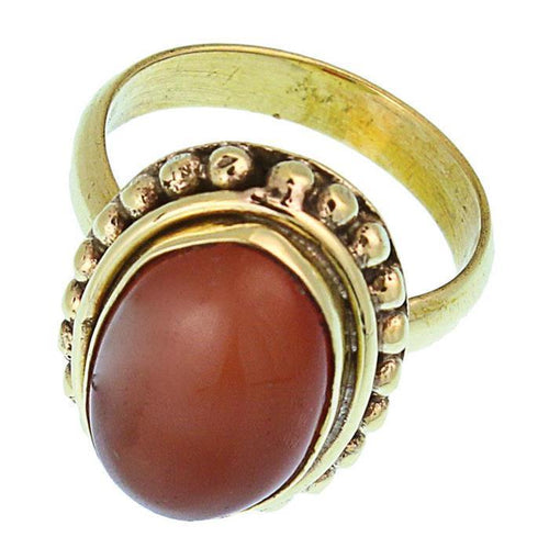 Messing Ringe Karneol 16 mm oval Kugel Rand antik golden nickelfrei oxidiert Tribal Schmuck - chic - net.de