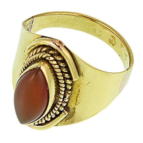 Messing Ringe Karneol Mandel Seil Bögen breit antik golden oxidiert nickelfrei Tribal Schmuck - chic - net.de