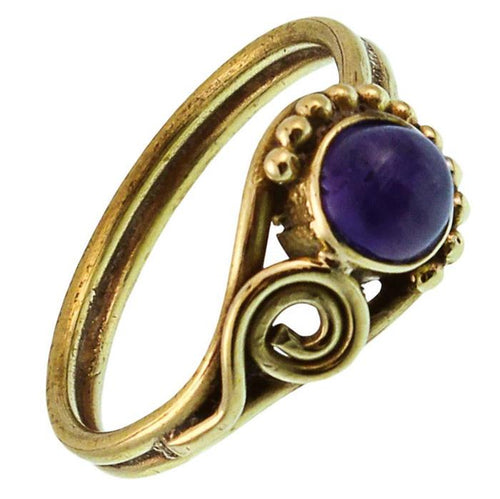 Messing Ringe Kugel Halbkreis Spirale Amethyst rund antik golden nickelfrei Tribal schmal - chic - net.de