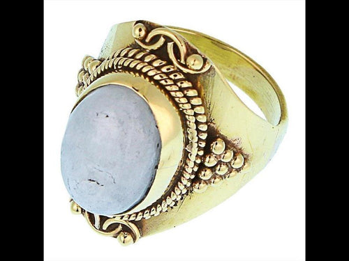 Messing Ringe Mondstein oval Bögen Seile Spitzen breit antik golden nickelfrei Tribal Schmuck - chic - net.de
