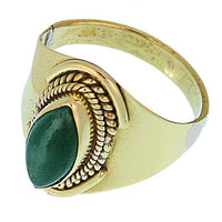 Load image into Gallery viewer, Messing Ringe Onyx grün Mandel Seil Bögen breit antik golden oxidiert nickelfrei Tribal Schmuck - chic - net.de
