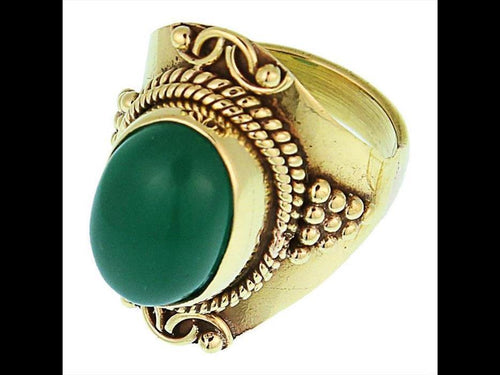 Messing Ringe Onyx grün oval Bögen Seile Spitzen breit antik golden nickelfrei Tribal Schmuck - chic - net.de
