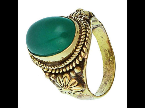 Messing Ringe Onyx grün oval Seile Blumen breit antik golden oxidiert nickelfrei Tribal Schmuck - chic - net.de
