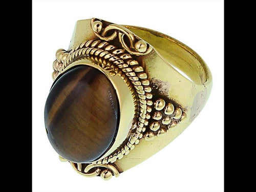 Messing Ringe Tigerauge oval Bögen Seile Spitzen breit antik golden nickelfrei Tribal Schmuck - chic - net.de