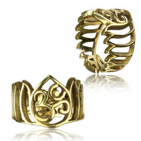 Load image into Gallery viewer, Messing Ringe verstellbar überlappend antik golden breit und schmal - chic - net.de
