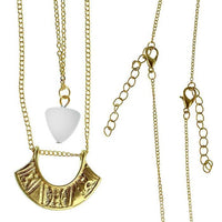 Cargar imagen en el visor de la galería, Messing Set 2 Ketten golden Anhänger Messing golden und Howlith mit Maserung 80 - 85 cm - chic - net.de
