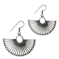 Load image into Gallery viewer, Messingohrringe versilbert Ohrhänger Halbkreis Stäbe Kugeln 925 sterling Silber - chic - net.de
