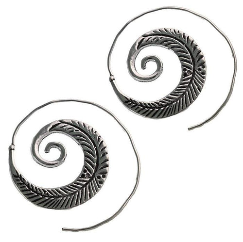 Messingohrringe versilbert Spiralen Blatt Design geriffelt 925 sterling Silber - chic - net.de