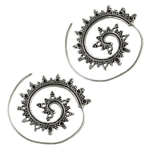 Messingohrringe versilbert Spiralen Kreise Formen Punkte Ornament 925 sterling Silber - chic - net.de