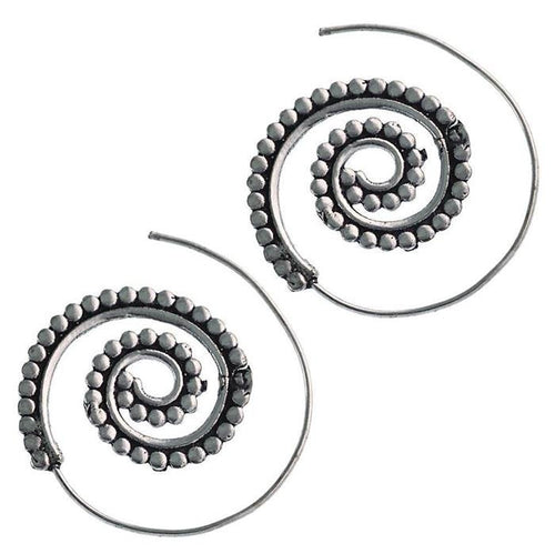 Messingohrringe versilbert Spiralen Punkte Muster oxidiert 925 sterling Silber - chic - net.de