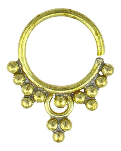 Nasenringe Kreis Punkte Dreiecke Messing Septum Piercing antik goldfarben nickelfrei Tribal Nase Brass - chic - net.de