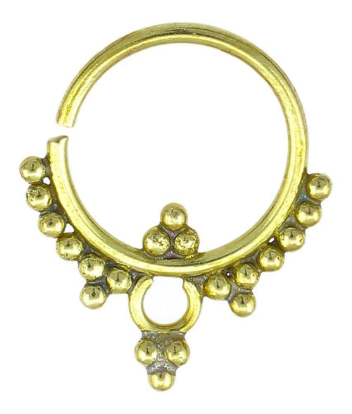 Nasenringe Kreis Punkte Spitzen Messing Septum Piercing antik goldfarben nickelfrei Tribal Nase Brass - chic - net.de