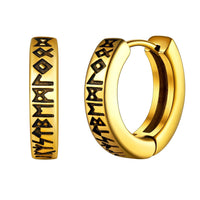 Load image into Gallery viewer, Norwegische Wikinger - Runen - Creolen – Edelstahl Ohrringe für Damen &amp; Herren - chic - net.de
