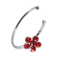Load image into Gallery viewer, Nostril Piercing Nasenring 925 Sterling Silber Kristall Blume rot Glitzer Kugelenden - chic - net.de

