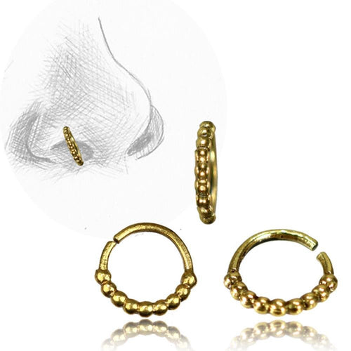 Nostril Piercing Nasenringe Ring Brass antik golden Kugelreihe 1 cm / 0,8 mm - chic - net.de