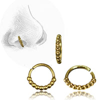 Cargar imagen en el visor de la galería, Nostril Piercing Nasenringe Ring Brass antik golden Kugelreihe 1 cm / 0,8 mm - chic - net.de

