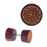 Load image into Gallery viewer, Fake Holz Plug Piercing Edelstahl Inlay Türkis Perlmutt verschiedene Motive
