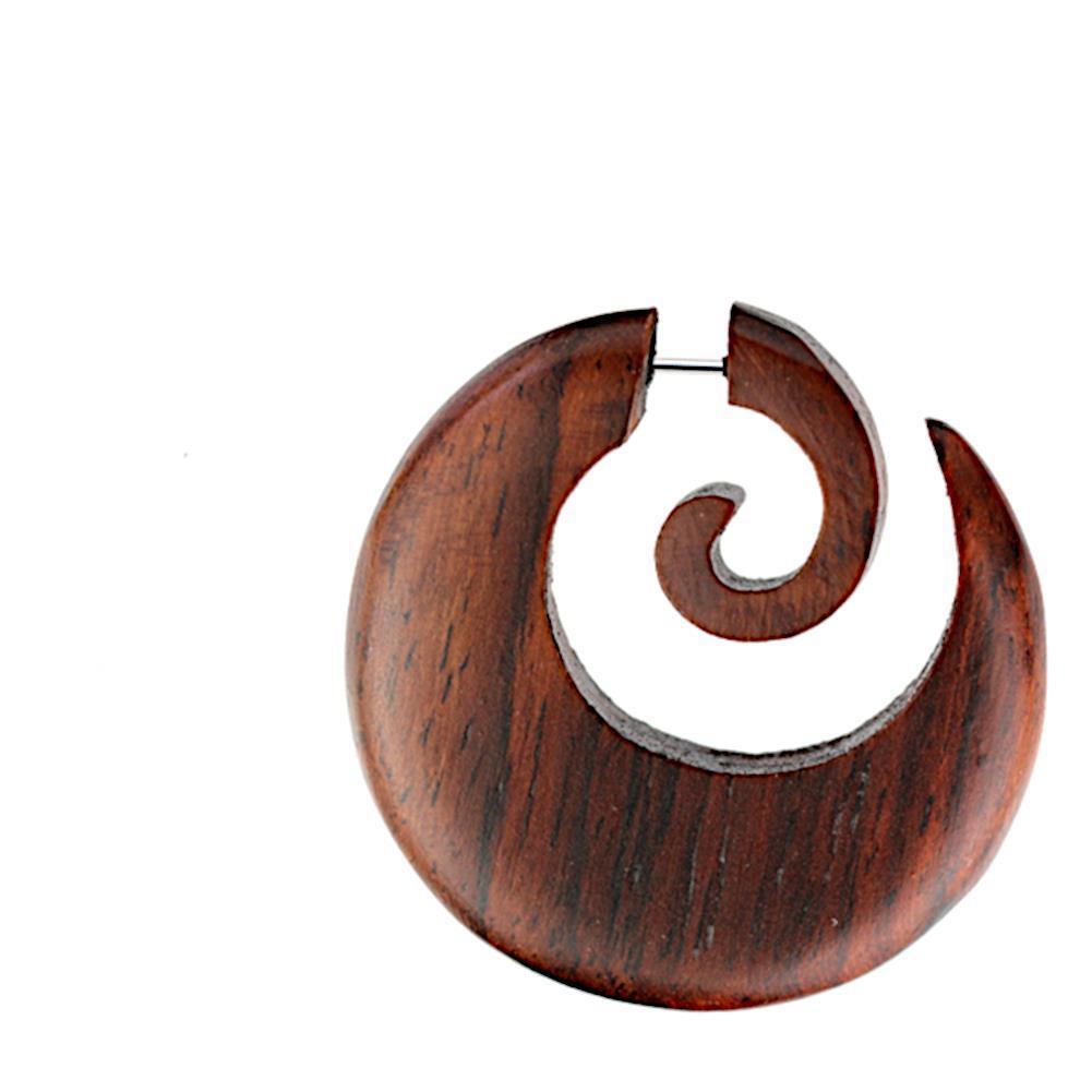 Fake Piercing Ohrring Narra Holz Spirale breiter werdend